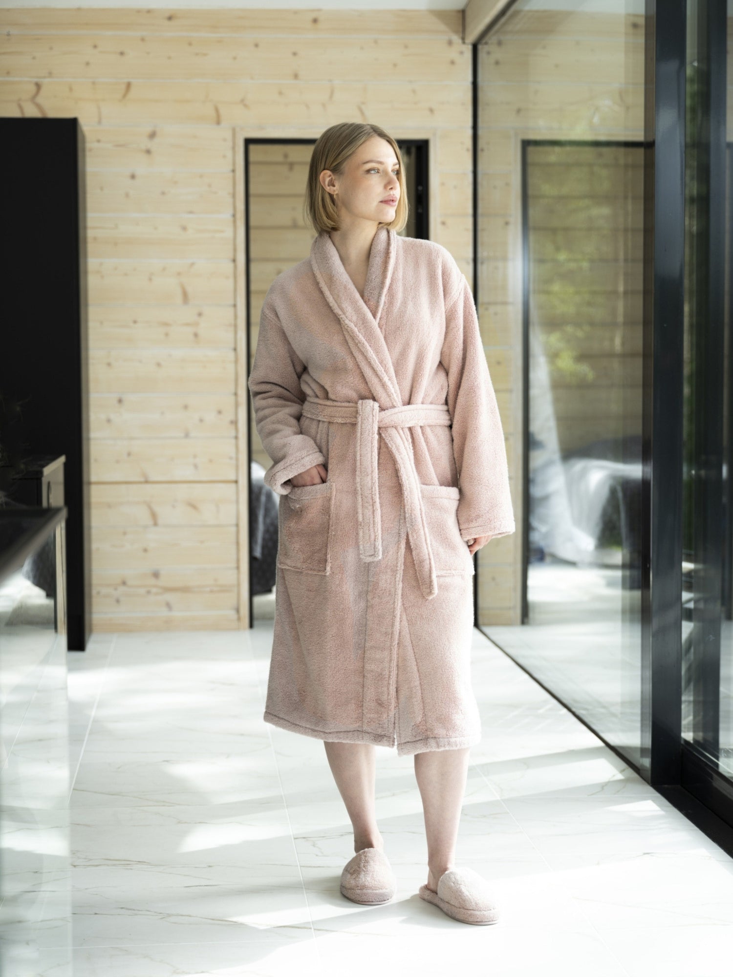 Cosy Bath Slippers Dusty Rose