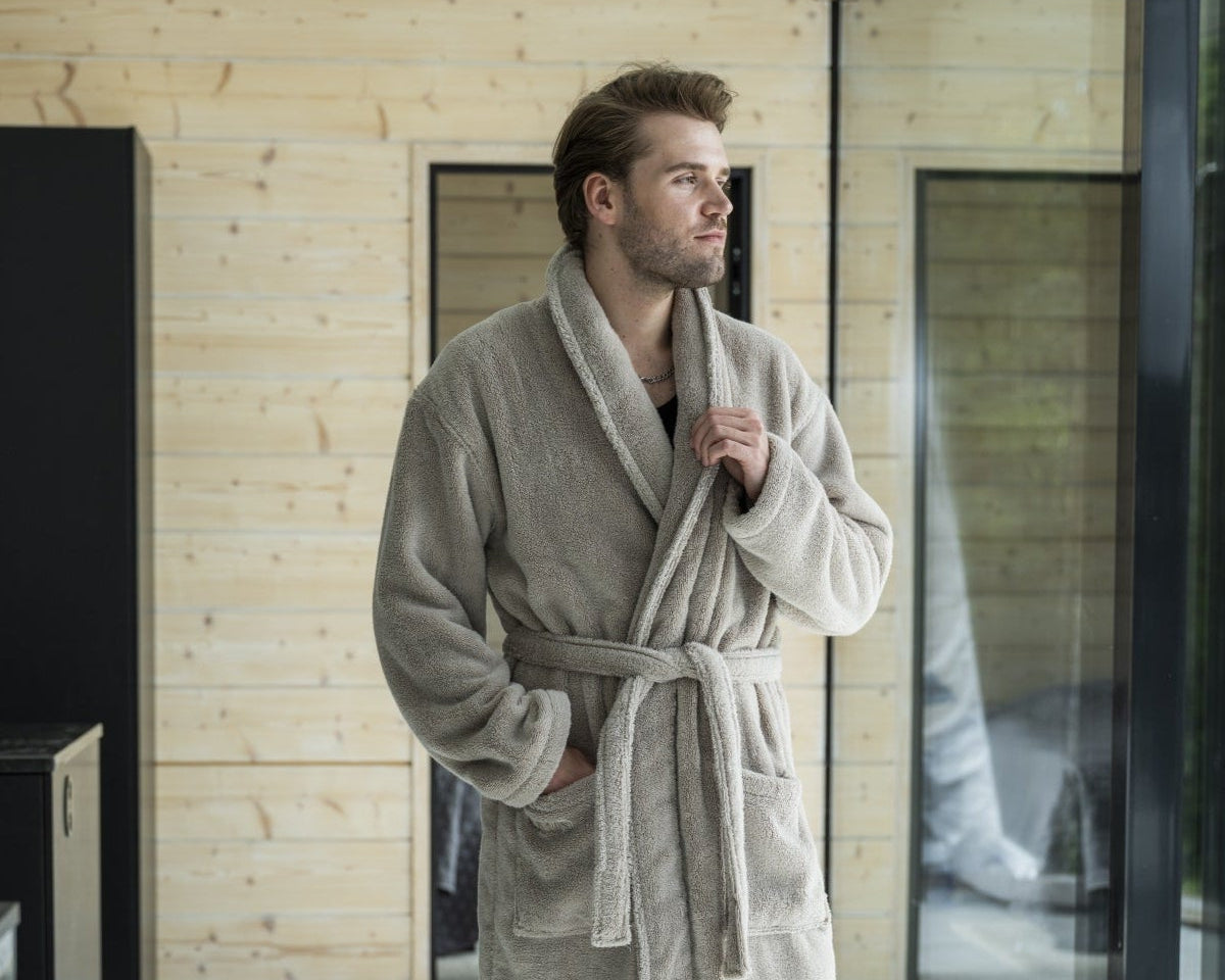 Sand coloured bathrobe from the home spa set