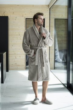 Sand coloured bathrobe from the home spa set