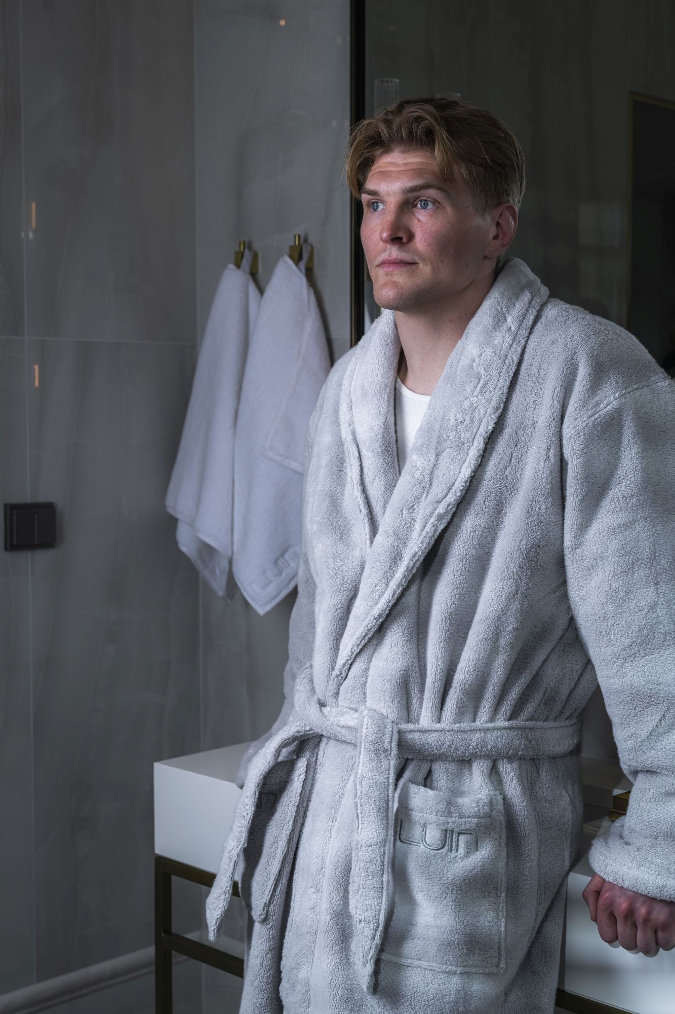 Bathrobe Unisex Pearl Grey