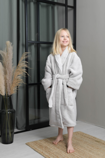 Kids Bathrobes for 3-12 years Pearl Grey